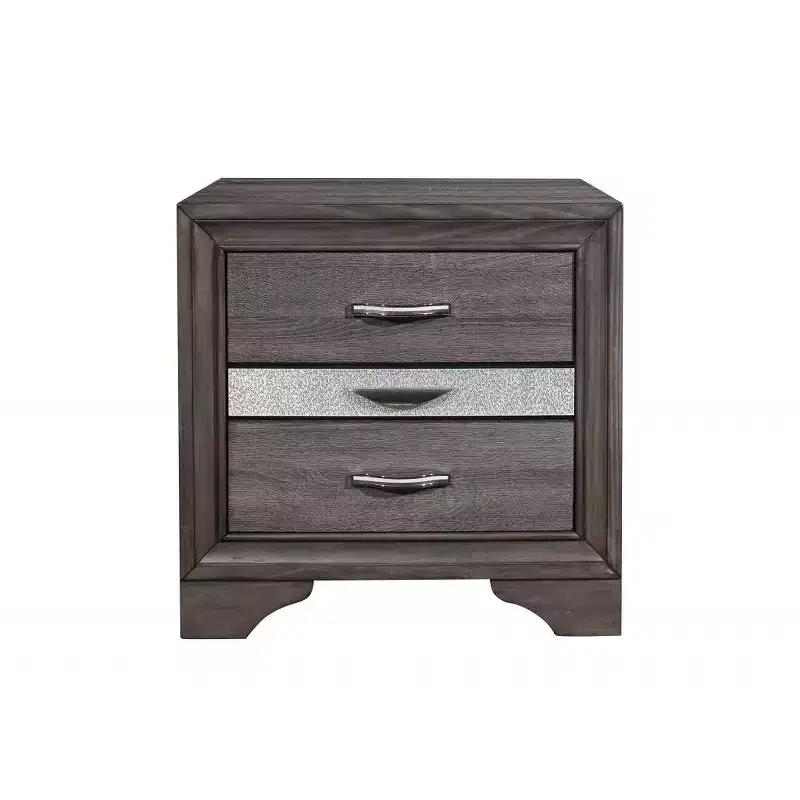 27 Gray Wood and Solid Wood Two Drawer Nightstand