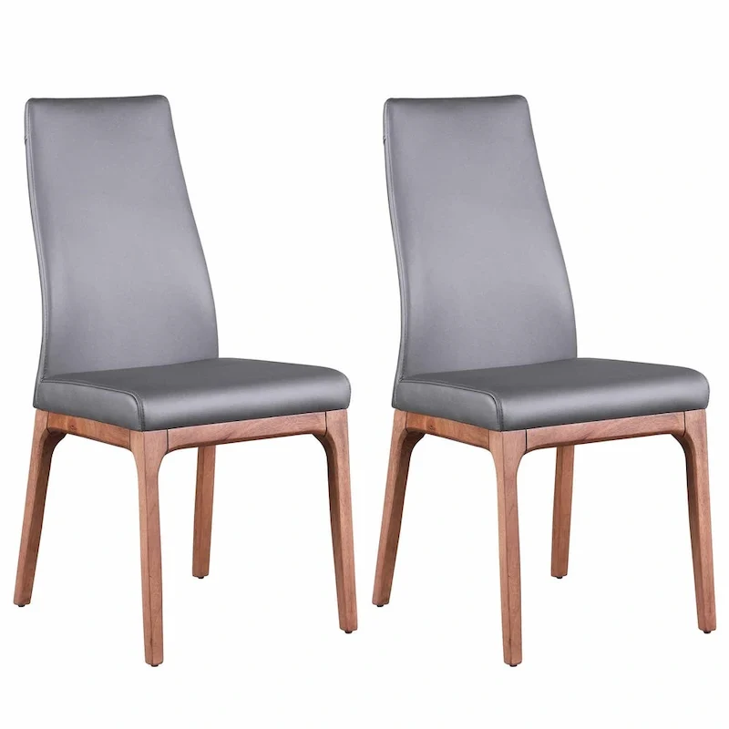 Somette Modern Contour Back Side Chair with Wood Base, Set of 2