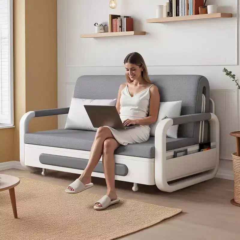Gaoyangjiaju 3-in-1 Multifunctional Sofa Bed with Wooden Storage Cabinet