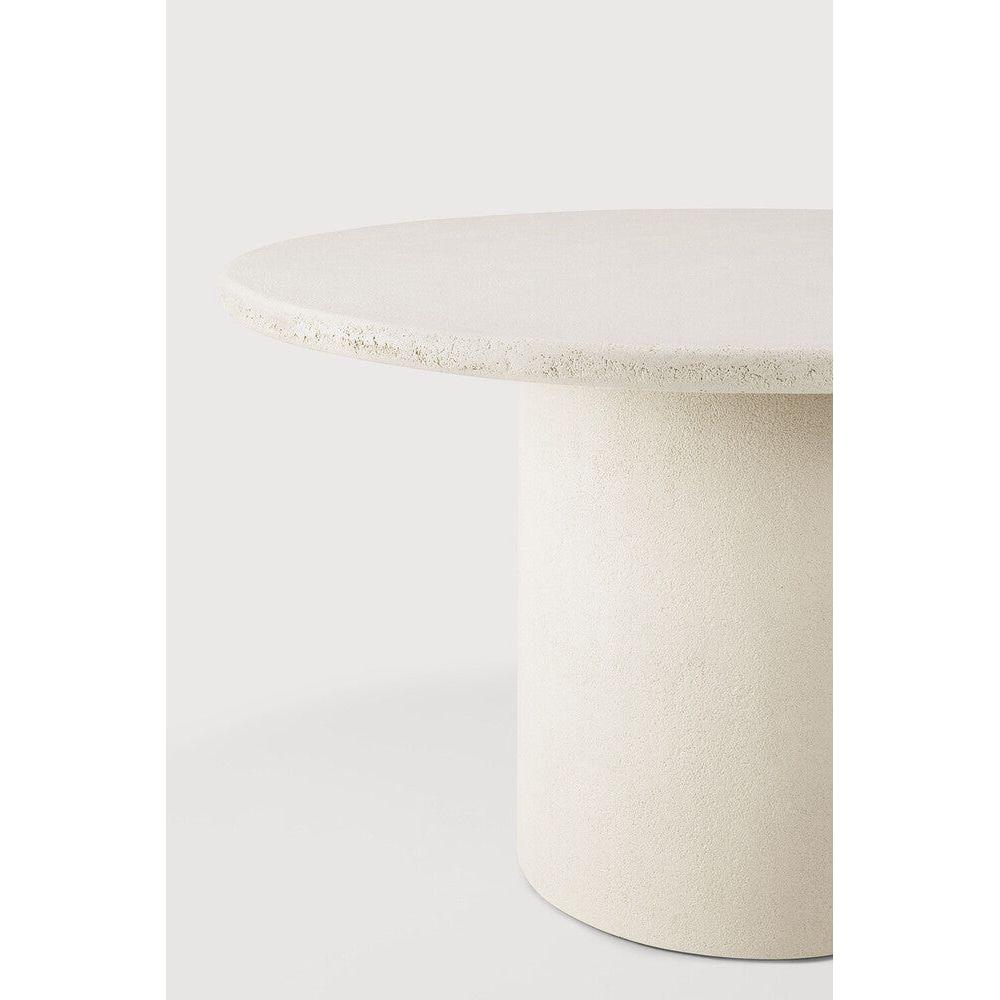 Artisan Microcement Stone Dining Table with Round Earthy Textured Top for Dining Room