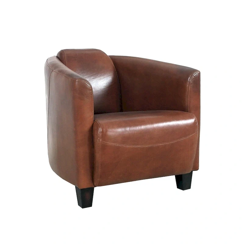 Top Grain Leather Armchair in Brown, W27.5xD30xH27