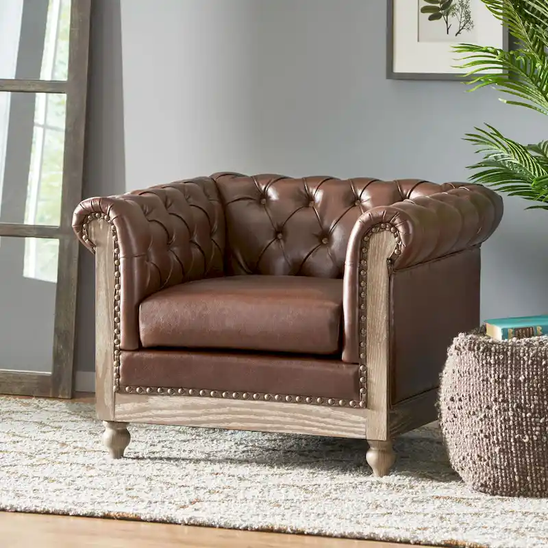 Castalia Chesterfield Tufted Club Chair by Christopher Knight Home - 39.00 L x 33.50 W x 28.00 H
