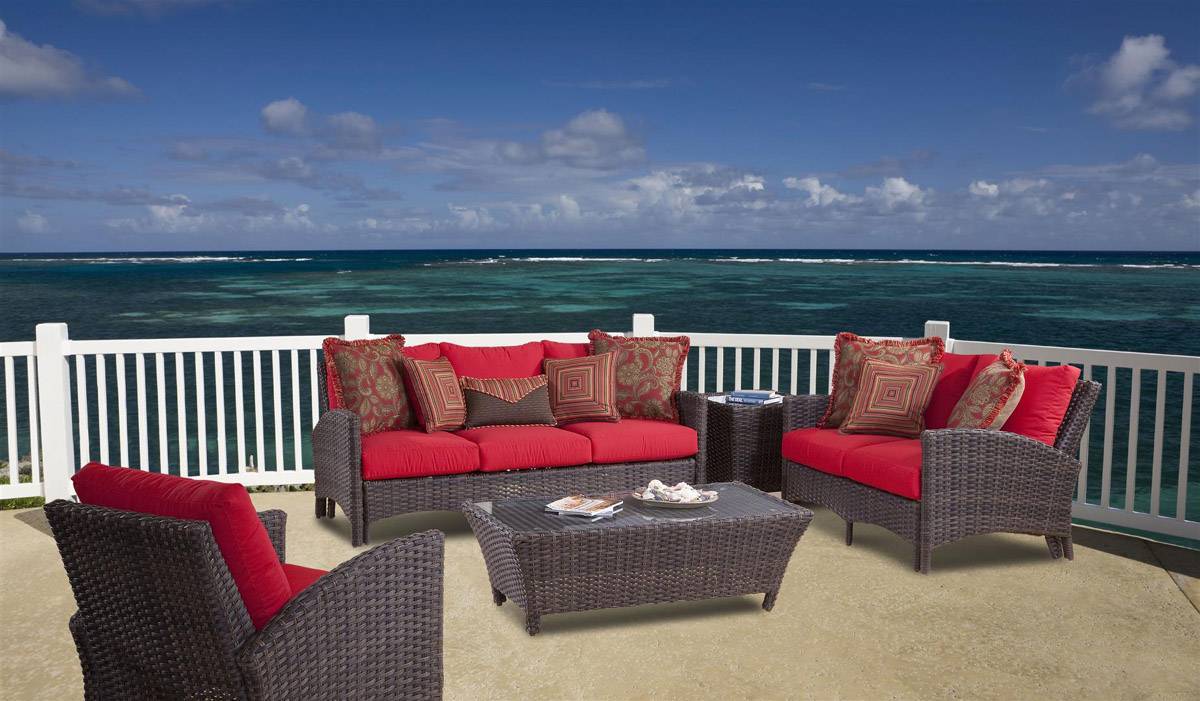 Outdoor Loveseat Chocolate Wicker Aluminum Frame Patio Sofa